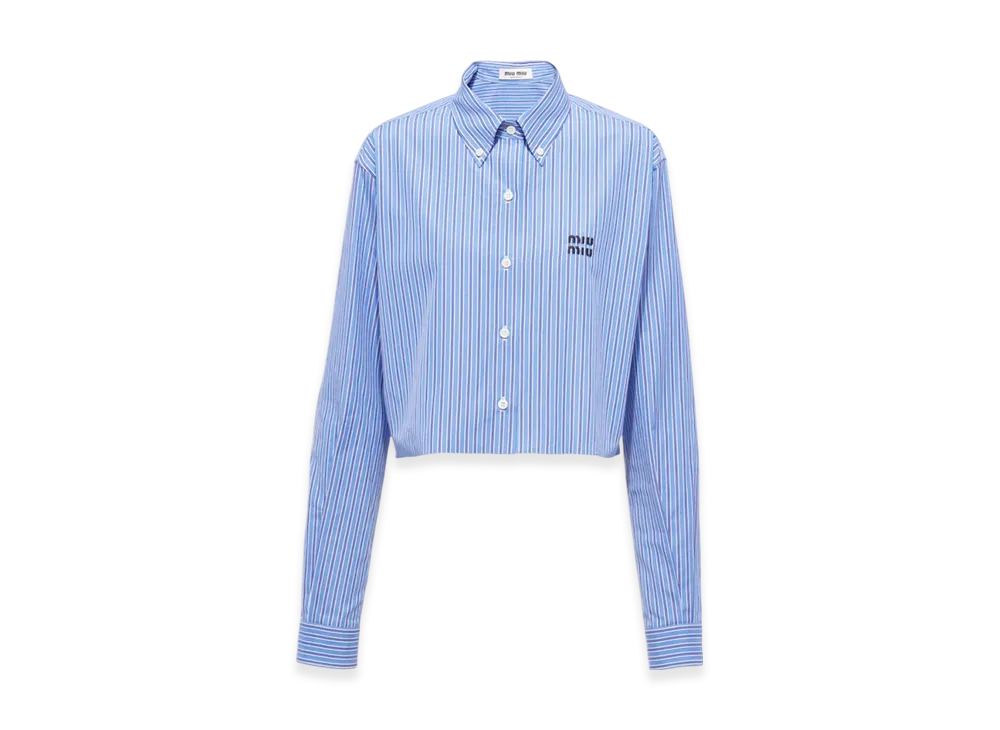 MIU MIU Women's Striped Poplin Shirt "Light Blue"