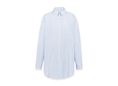 MIU MIU Women's Striped Chambray Shirt with Logo "Light Blue"