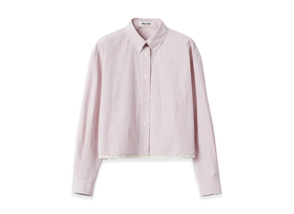 MIU MIU Women's Striped Shirt "Coral/White"