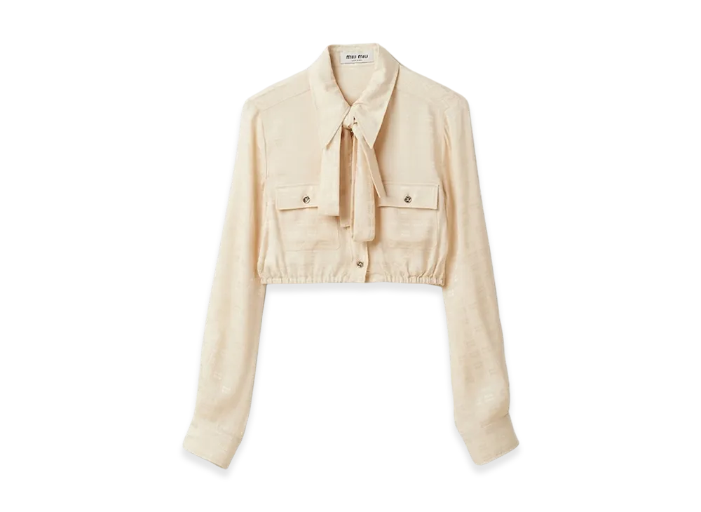 MIU MIU Women's Crepe De Chine Blouse "Albino White"