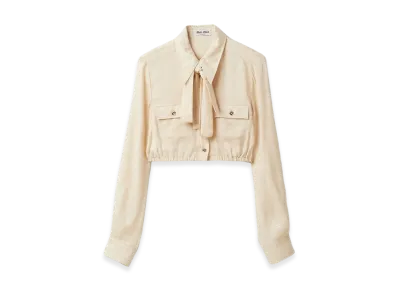 MIU MIU Women's Crepe De Chine Blouse "Albino White"