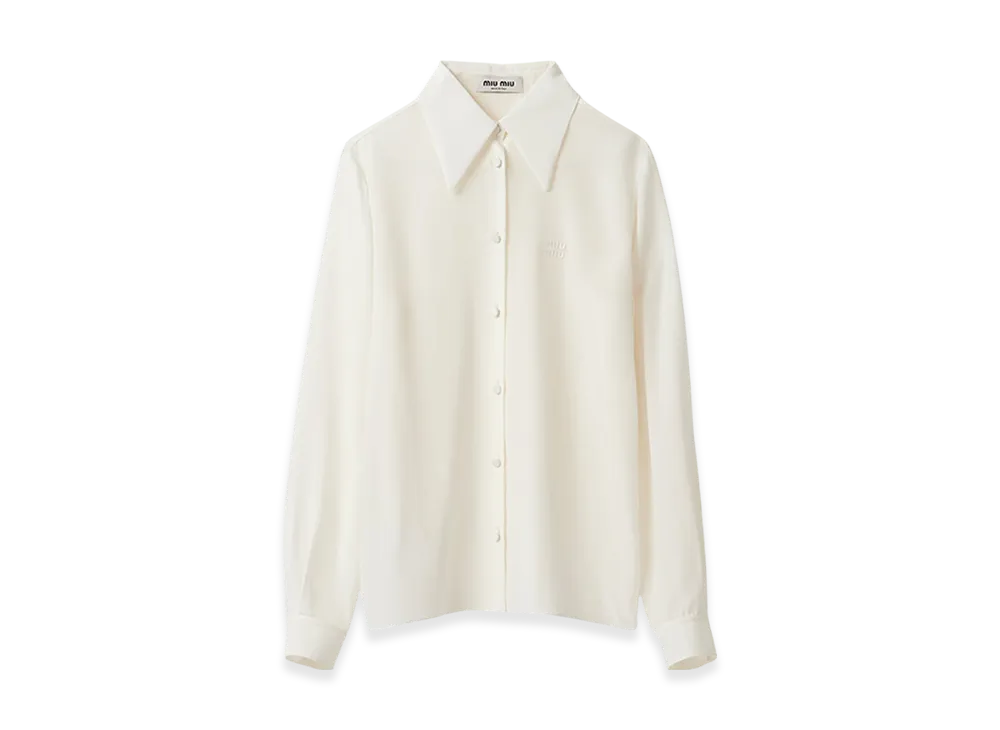 MIU MIU Women's Crepe De Chine Shirt "Ivory"