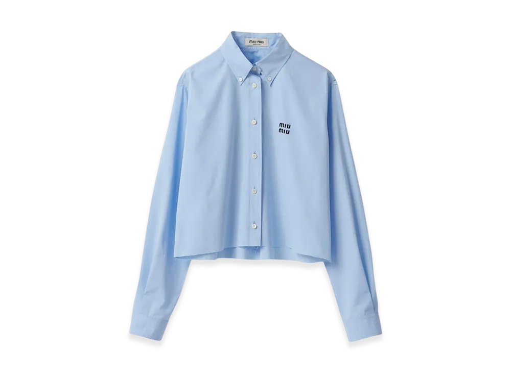 MIU MIU Women's Checked Poplin Shirt "Blue/Sky Blue"