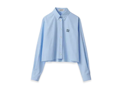 MIU MIU Women's Checked Poplin Shirt "Blue/Sky Blue"