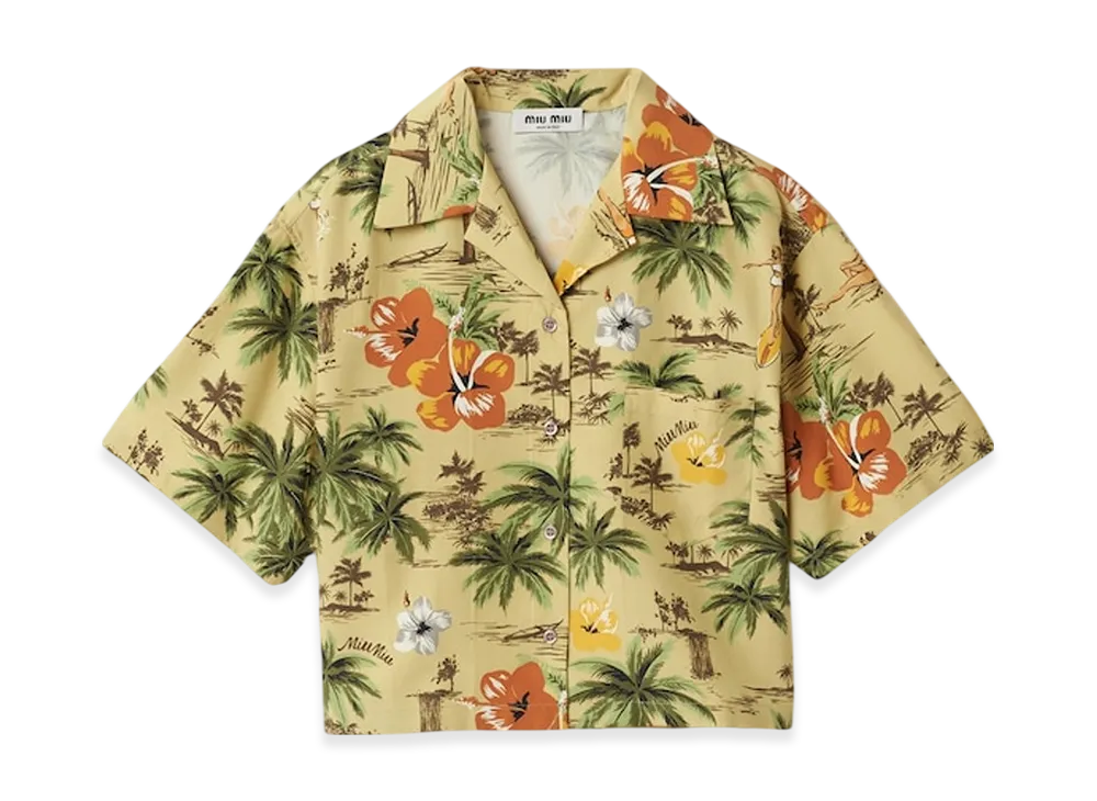 MIU MIU Women's Printed Silk Shirt "Pistachio Green"