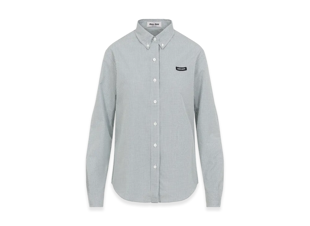 MIU MIU Women's Popeline Check Shirt Regular Fit "Green"