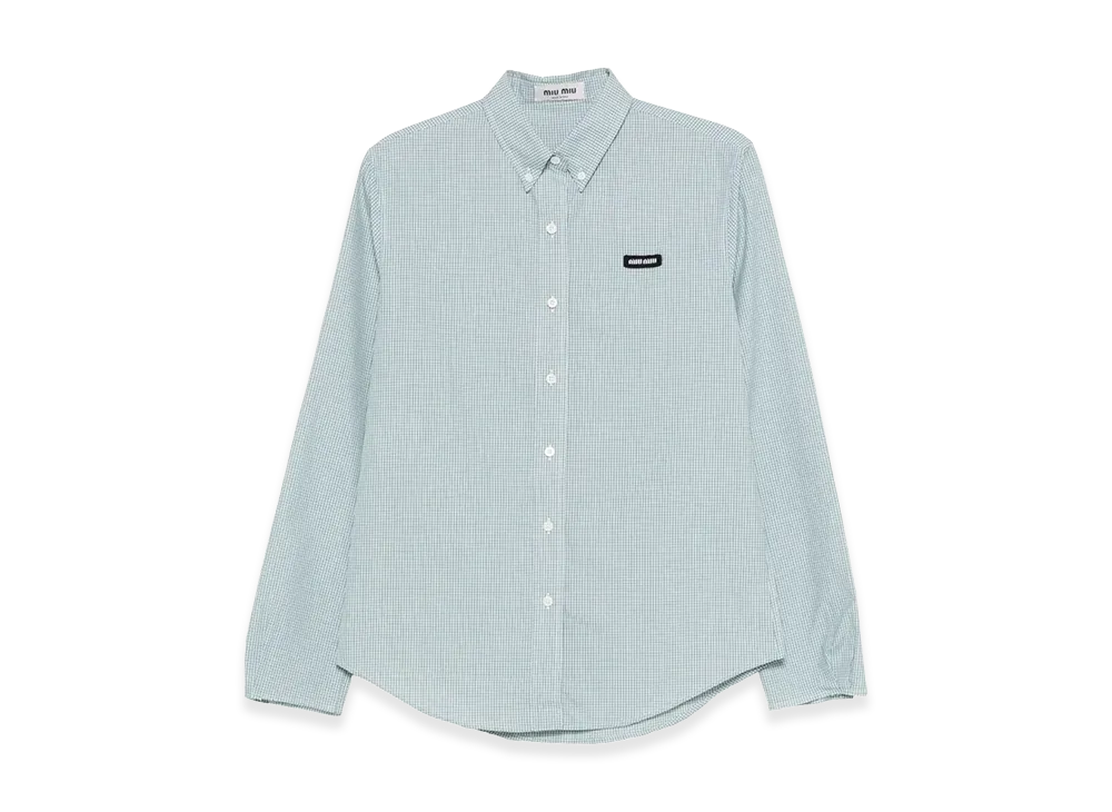 MIU MIU Women's Check Pattern Poplin Shirt "Green"