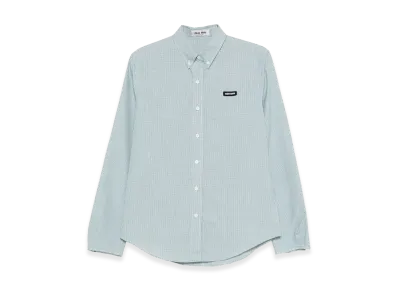 MIU MIU Women's Check Pattern Poplin Shirt "Green"