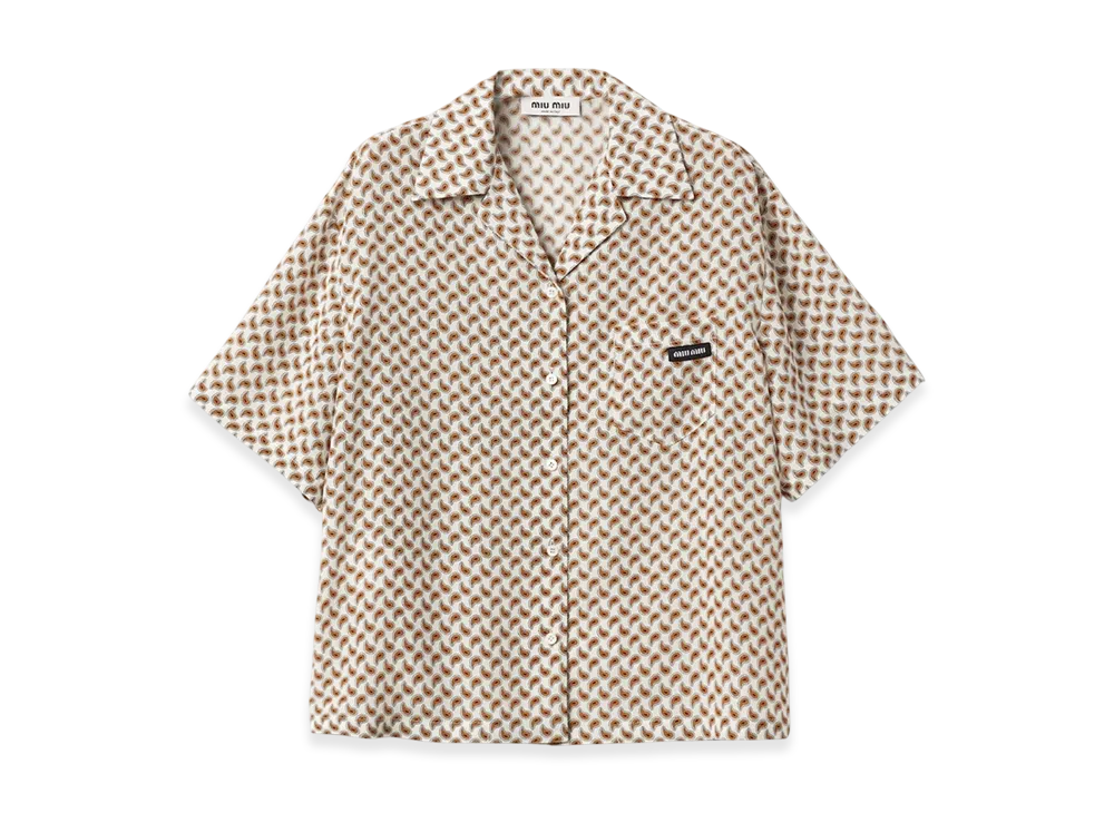 MIU MIU Women's Marocain Shirt "Avory/Orange"