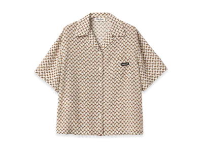 MIU MIU Women's Marocain Shirt "Avory/Orange"