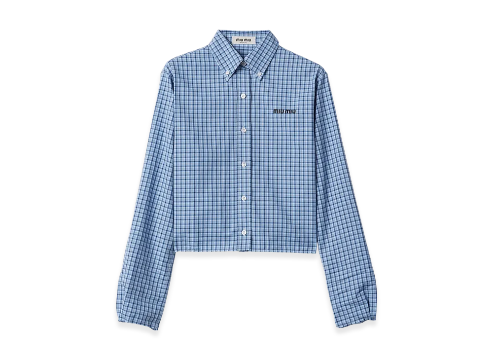 MIU MIU Check Shirt "Celeste/Blue"