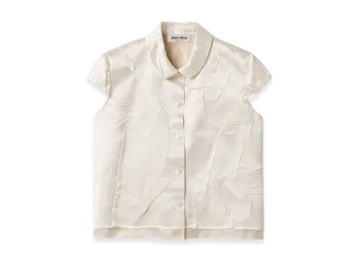 MIU MIU Women's Shirt in Crepe Satin and Ladder Fabric "White"