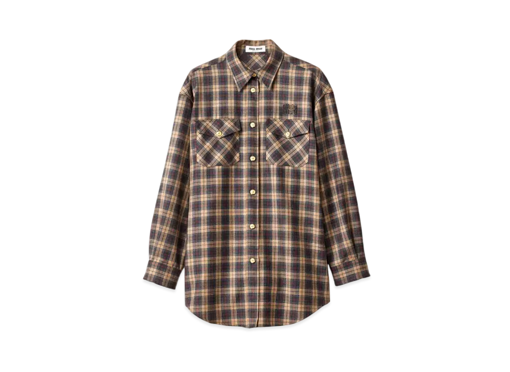 MIUMIU Wool Tartan Shirt "Beige"