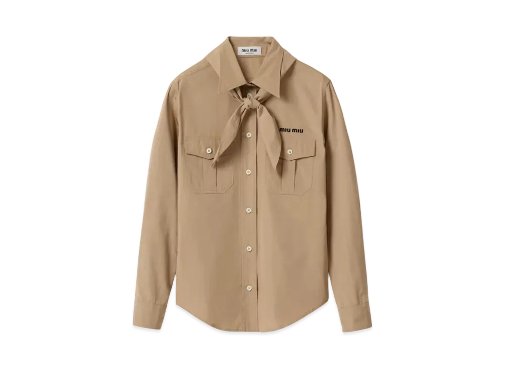 MIUMIU Women's Poplin Shirt with Neckerchief "Khaki"