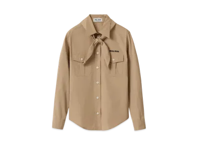 MIUMIU Women's Poplin Shirt with Neckerchief "Khaki"