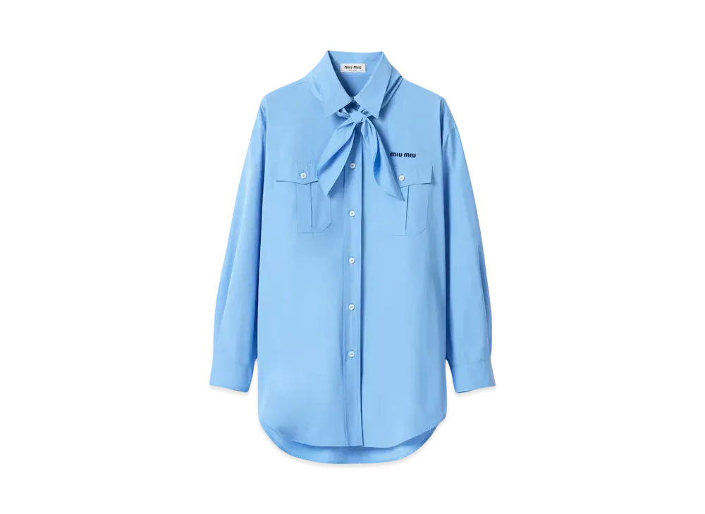 MIUMIU Women's Poplin Shirt with Scarf "Blue"