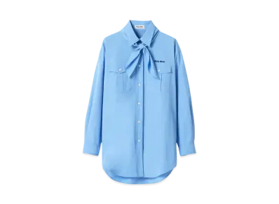 MIUMIU Women's Poplin Shirt with Scarf "Blue"