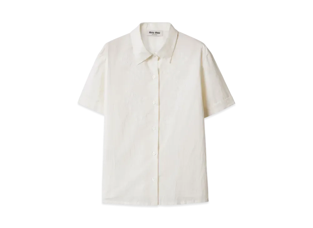 MIUMIU Women's Embroidered Batiste Shirt "Ivory"