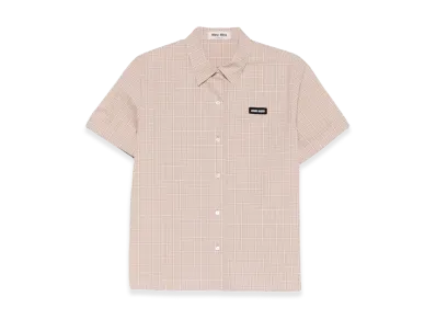 MIU MIU Women's Embroidered Poplin Shirt "Pink"