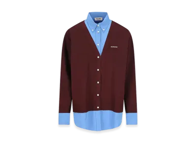 MIU MIU Women's Wool Cardigan with Cotton Details "Dark Red"