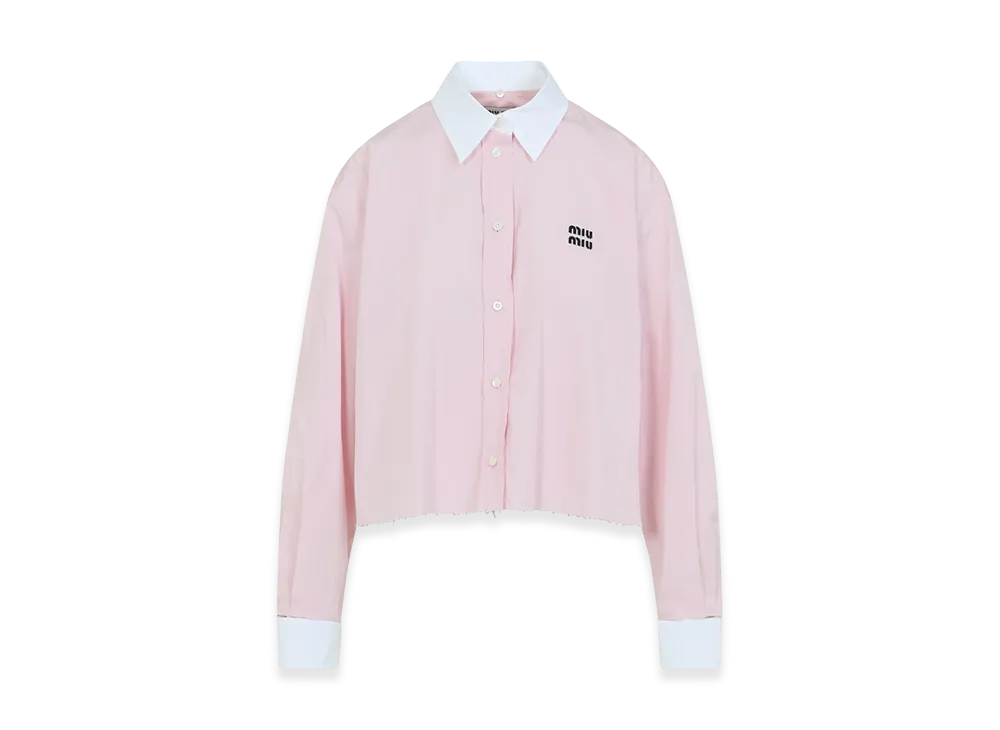MIU MIU Women's Poplin Cropped Shirt "Rose"