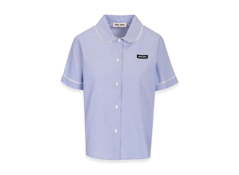 MIU MIU Women's Soft-Fit Poplin Gingham Shirt "Blue"