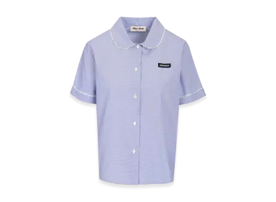 MIU MIU Women's Soft-Fit Poplin Gingham Shirt "Blue"