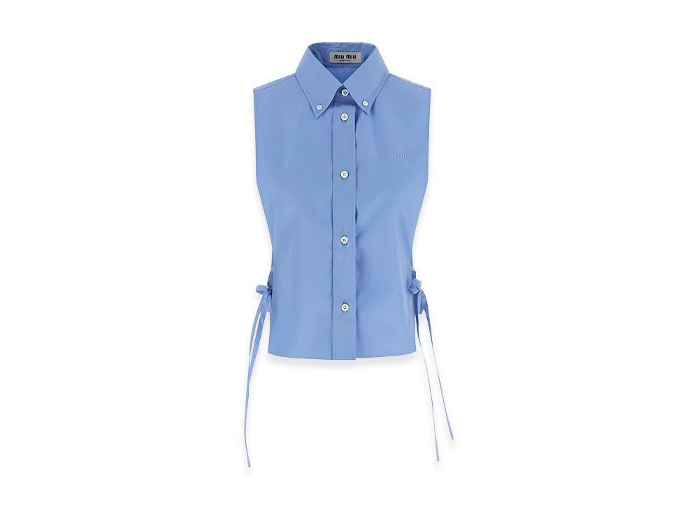 MIU MIU Women's Sleeveless Shirt With Open Sides "Light Blue"