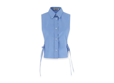 MIU MIU Women's Sleeveless Shirt With Open Sides "Light Blue"
