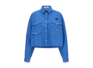 MIU MIU Women's Cropped Overshirt "Light Blue"