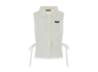 MIU MIU Women's Cotton Blend Sleeveless Shirt "White"