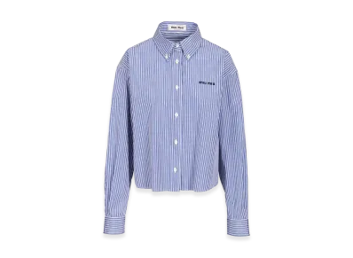 MIU MIU Women's Poplin Shirt With Logo "Light Blue"