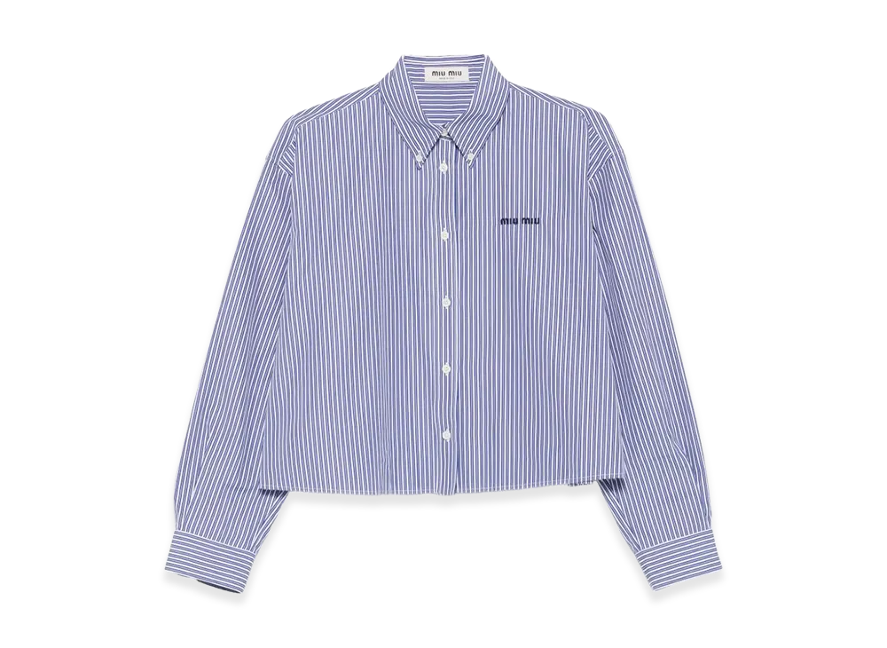 MIU MIU Women's Micro Pinstripe Poplin Shirt "Blue"