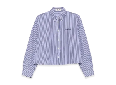 MIU MIU Women's Micro Pinstripe Poplin Shirt "Blue"