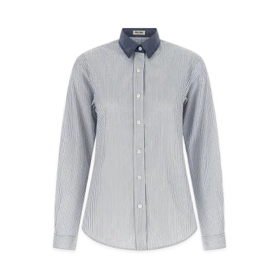 MIU MIU Women's Shirt With Contrast Collar "Blue"