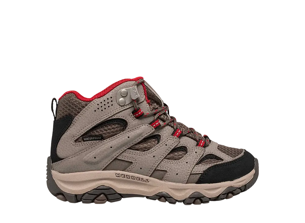 MERRELL Big Kids Moab 3 Mid Waterproof Boot "Boulder/Red"