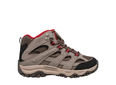 MERRELL Big Kids Moab 3 Mid Waterproof Boot "Boulder/Red"