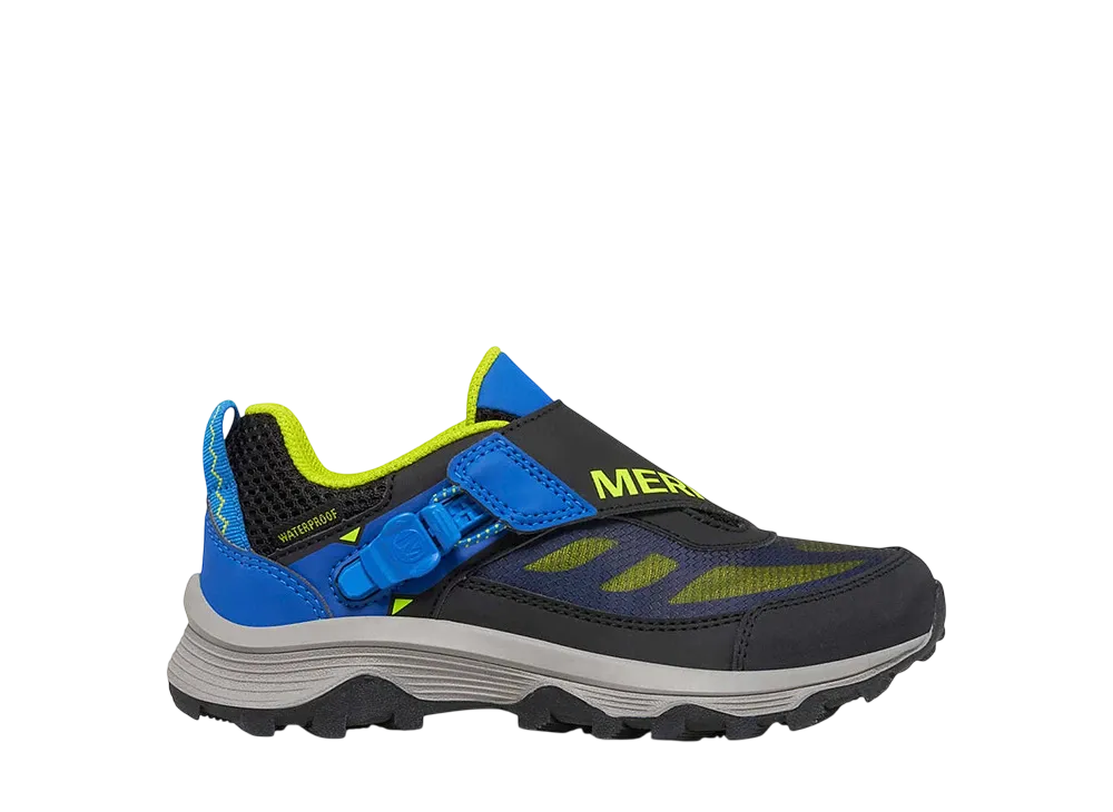 MERRELL Big Kids Moab Speed Low ZipTrek Waterproof "Black/Blue/Lime"