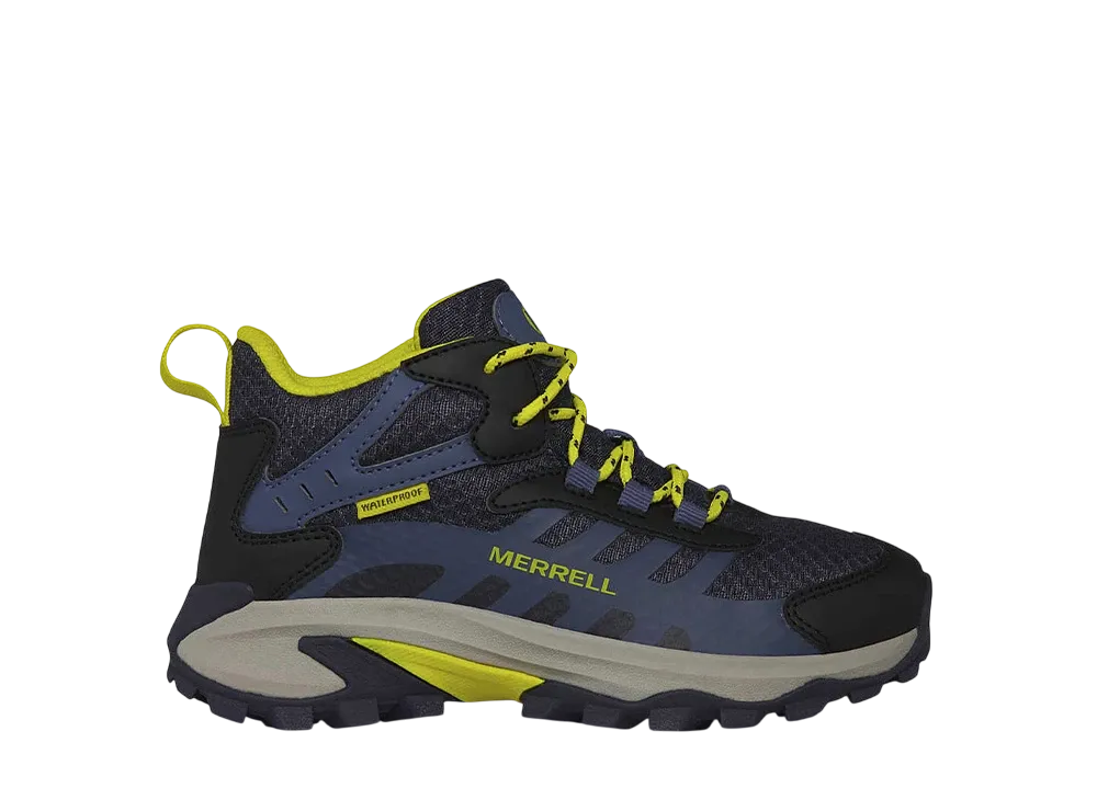MERRELL Big Kids Moab Speed 2 Mid Waterproof "Navy/Hi Viz"
