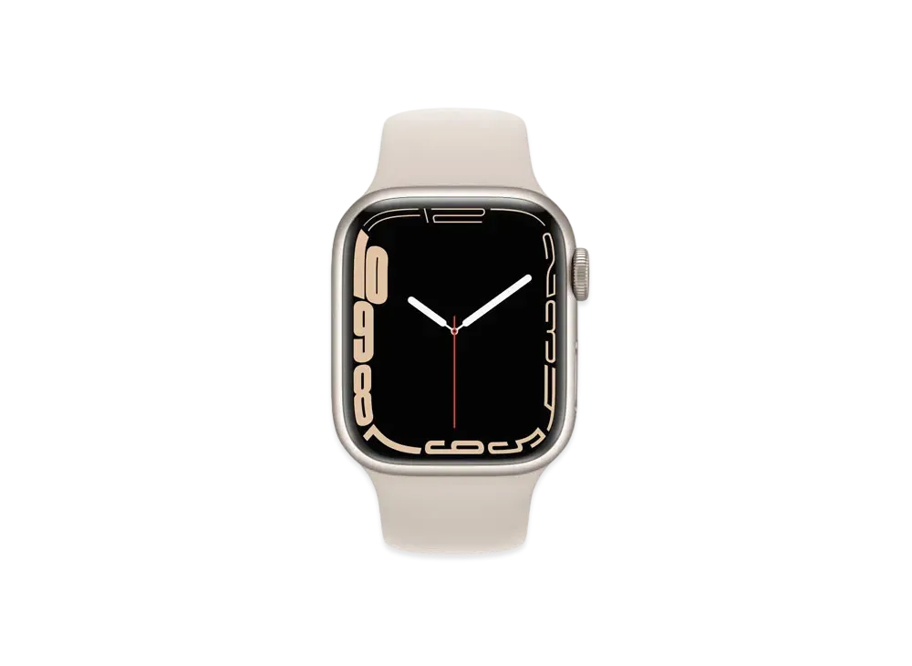 Apple Watch Series 7 (GPS + Cellular Model) 41mm Starlight Aluminiumcase Starlight Sportsband Regular "Silver" MKHR3JA