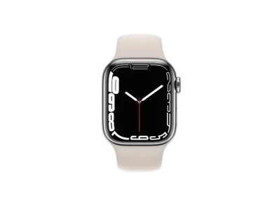 Apple Watch Series 7 (GPS + Cellular Model) 41mm Silver Stainless Steel Case Starlight Sportsband Regular "Silver" MKHW3JA