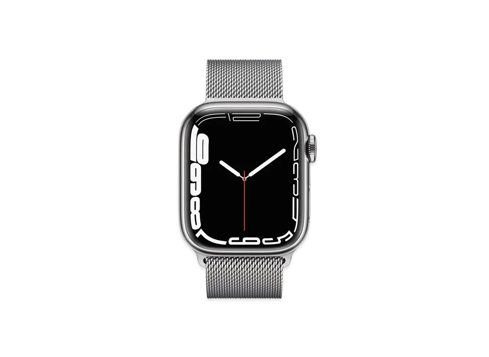 Apple Watch Series 7 (GPS + Cellular Model) 41mm Silver Stainless Steel Case Silver Milanese Loop "Silver" MKHX3JA