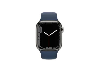 Apple Watch Series 7 (GPS + Cellular Model) 41mm Graphite Stainless Steel Case Abyss Blue Sportsband Regular "Blue" MKJ13JA