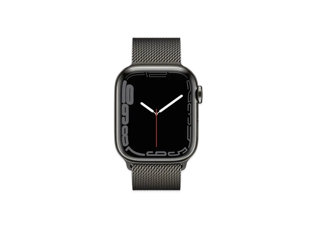 Apple Watch Series 7 (GPS + Cellular Model) 41mm Graphite Stainless Steel Case Graphite Milanese Loop "Silver" MKJ23JA