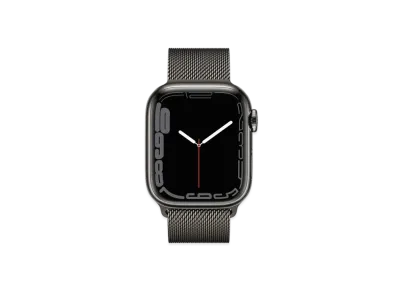 Apple Watch Series 7 (GPS + Cellular Model) 41mm Graphite Stainless Steel Case Graphite Milanese Loop "Silver" MKJ23JA
