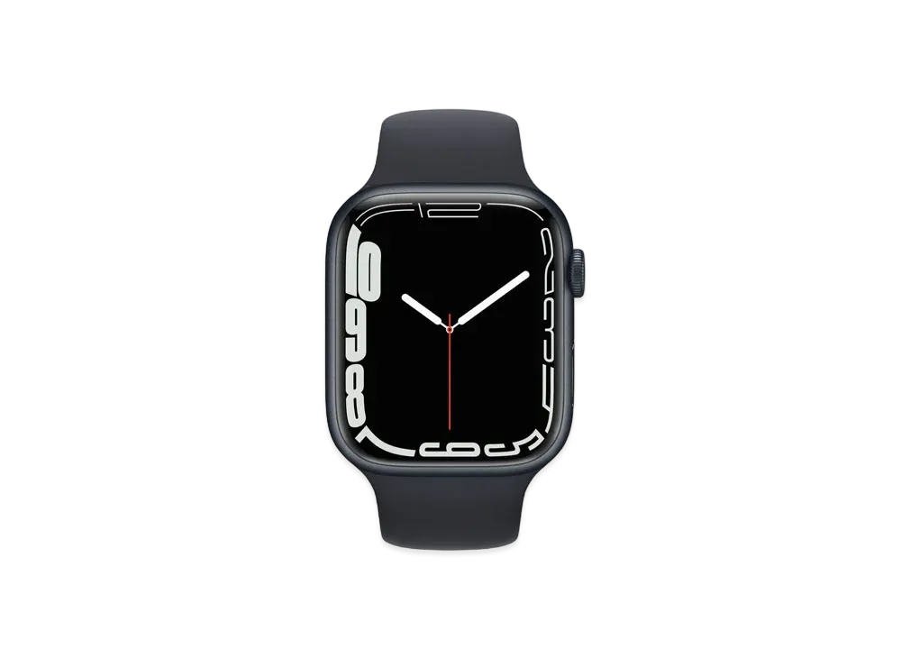 Apple Watch Series 7 (GPS + Cellular Model) 45mm Midnight Aluminiumcase Midnight Sportsband Regular "Black" MKJP3JA