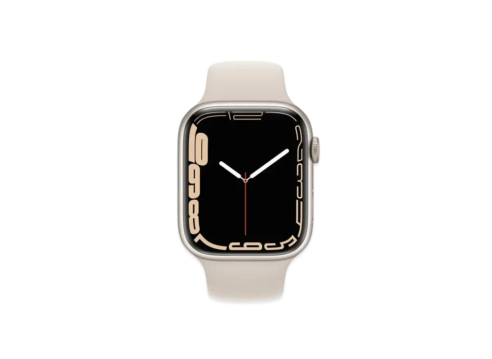 Apple Watch Series 7 (GPS + Cellular Model) 45mm Starlight Aluminiumcase Starlight Sportsband Regular "Silver" MKJQ3JA