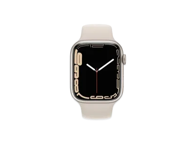 Apple Watch Series 7 (GPS + Cellular Model) 45mm Starlight Aluminiumcase Starlight Sportsband Regular "Silver" MKJQ3JA