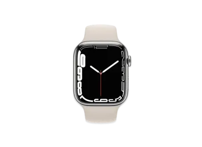 Apple Watch Series 7 (GPS + Cellular Model) 45mm Silver Stainless Steel Case Starlight Sportsband Regular "Silver" MKJV3JA