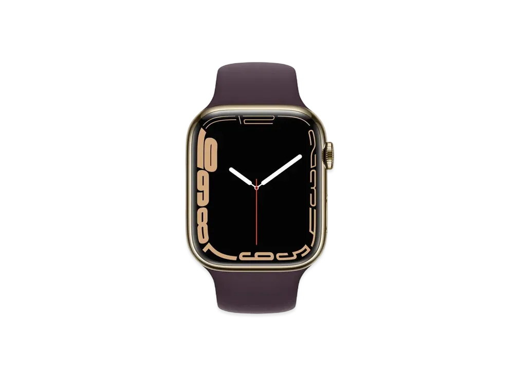 Apple Watch Series 7 (GPS + Cellular Model) 45mm Gold Stainless Steel Case Dark Cherry Regular "Purple" MKJX3JA
